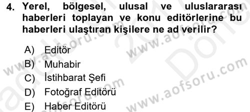 Spor ve Medya İlişkisi Dersi 2017 - 2018 Yılı (Final) Dönem Sonu Sınav Soruları 4. Soru
