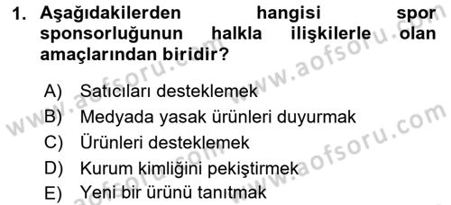 Spor ve Medya İlişkisi Dersi 2018 - 2019 Yılı 3 Ders Sınav Soruları 1. Soru