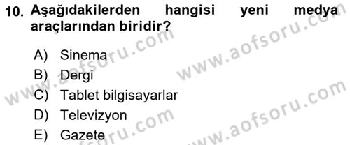 Spor ve Medya İlişkisi Dersi 2018 - 2019 Yılı 3 Ders Sınav Soruları 10. Soru