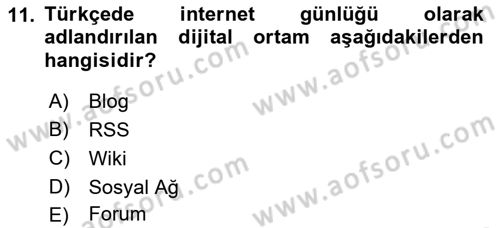Spor ve Medya İlişkisi Dersi 2018 - 2019 Yılı 3 Ders Sınav Soruları 11. Soru