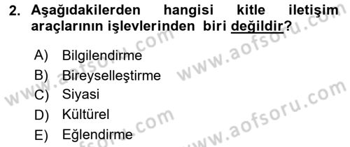 Spor ve Medya İlişkisi Dersi 2018 - 2019 Yılı 3 Ders Sınav Soruları 2. Soru