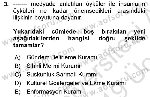 Spor ve Medya İlişkisi Dersi 2018 - 2019 Yılı 3 Ders Sınav Soruları 3. Soru