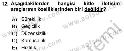 Spor ve Medya İlişkisi Dersi 2018 - 2019 Yılı Yaz Okulu Sınav Soruları 12. Soru