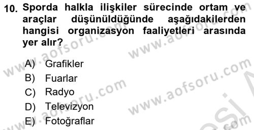 Spor ve Medya İlişkisi Dersi 2020 - 2021 Yılı Yaz Okulu Sınav Soruları 10. Soru