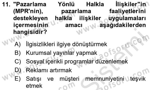 Spor ve Medya İlişkisi Dersi 2023 - 2024 Yılı (Vize) Ara Sınav Soruları 11. Soru