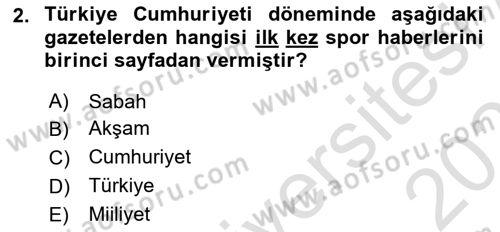 Spor ve Medya İlişkisi Dersi 2023 - 2024 Yılı (Vize) Ara Sınav Soruları 2. Soru