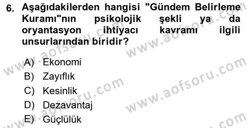Spor ve Medya İlişkisi Dersi 2023 - 2024 Yılı (Vize) Ara Sınav Soruları 6. Soru