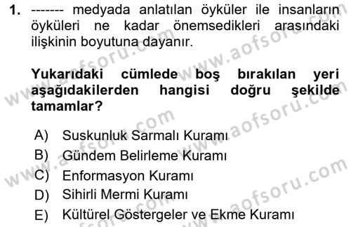 Spor ve Medya İlişkisi Dersi 2023 - 2024 Yılı (Final) Dönem Sonu Sınav Soruları 1. Soru