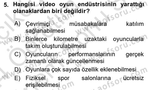 Spor ve Medya İlişkisi Dersi 2023 - 2024 Yılı (Final) Dönem Sonu Sınav Soruları 5. Soru