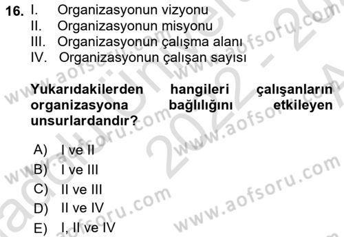 Sporda Liderlik Dersi Ara Sınavı Deneme Sınav Soruları 16. Soru