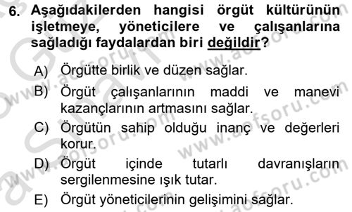 Sporda Liderlik Dersi Ara Sınavı Deneme Sınav Soruları 6. Soru