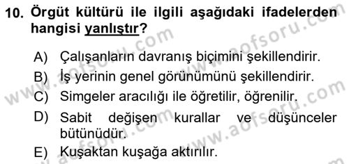 Sporda Liderlik Dersi Ara Sınavı Deneme Sınav Soruları 10. Soru