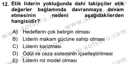 Sporda Liderlik Dersi Ara Sınavı Deneme Sınav Soruları 12. Soru