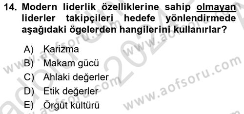 Sporda Liderlik Dersi Ara Sınavı Deneme Sınav Soruları 14. Soru