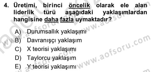 Sporda Liderlik Dersi 2024 - 2025 Yılı (Vize) Ara Sınavı 4. Soru