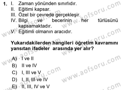 Spor Eğitimi Dersi Ara Sınavı Deneme Sınav Soruları 1. Soru