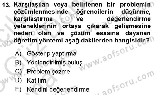 Spor Eğitimi Dersi Ara Sınavı Deneme Sınav Soruları 13. Soru