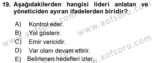 Spor Eğitimi Dersi Ara Sınavı Deneme Sınav Soruları 19. Soru