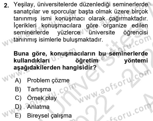Spor Eğitimi Dersi Ara Sınavı Deneme Sınav Soruları 2. Soru