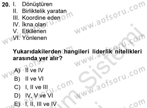 Spor Eğitimi Dersi Ara Sınavı Deneme Sınav Soruları 20. Soru