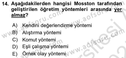 Spor Eğitimi Dersi Ara Sınavı Deneme Sınav Soruları 14. Soru