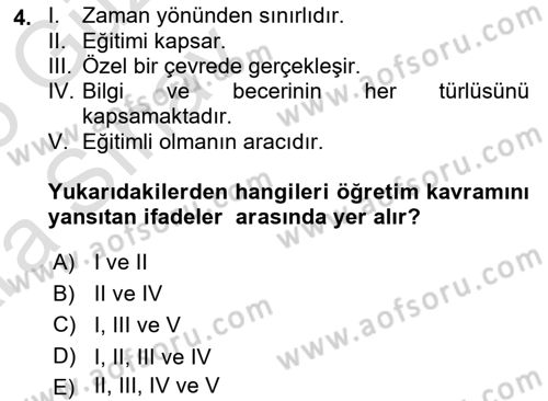 Spor Eğitimi Dersi Ara Sınavı Deneme Sınav Soruları 4. Soru