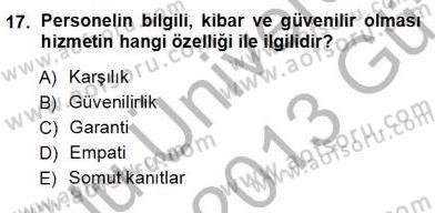 Boş Zaman ve Rekreasyon Yönetimi Dersi 2012 - 2013 Yılı (Vize) Ara Sınav Soruları 17. Soru