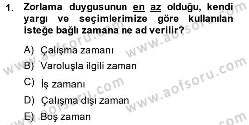 Boş Zaman ve Rekreasyon Yönetimi Dersi 2013 - 2014 Yılı (Vize) Ara Sınavı 1. Soru