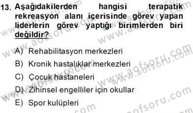 Boş Zaman ve Rekreasyon Yönetimi Dersi 2013 - 2014 Yılı (Final) Dönem Sonu Sınav Soruları 13. Soru