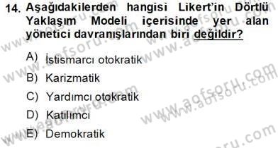 Boş Zaman ve Rekreasyon Yönetimi Dersi 2013 - 2014 Yılı (Final) Dönem Sonu Sınav Soruları 14. Soru