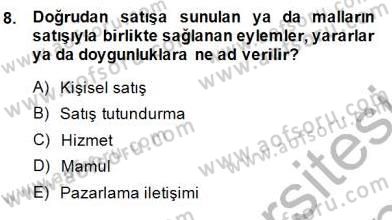 Boş Zaman ve Rekreasyon Yönetimi Dersi 2013 - 2014 Yılı (Final) Dönem Sonu Sınav Soruları 8. Soru