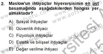 Boş Zaman ve Rekreasyon Yönetimi Dersi Ara Sınavı Deneme Sınav Soruları 2. Soru