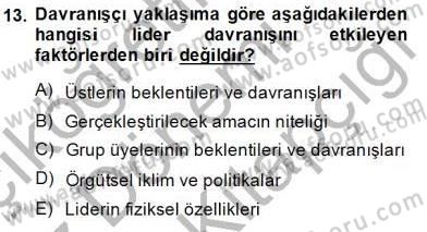 Boş Zaman ve Rekreasyon Yönetimi Dersi 2014 - 2015 Yılı (Final) Dönem Sonu Sınav Soruları 13. Soru
