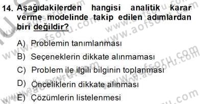 Boş Zaman ve Rekreasyon Yönetimi Dersi 2014 - 2015 Yılı (Final) Dönem Sonu Sınav Soruları 14. Soru