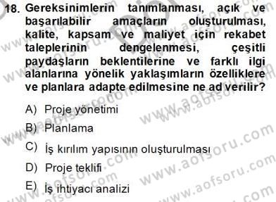 Boş Zaman ve Rekreasyon Yönetimi Dersi 2014 - 2015 Yılı (Final) Dönem Sonu Sınav Soruları 18. Soru