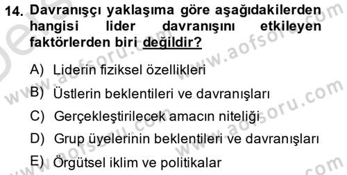 Boş Zaman ve Rekreasyon Yönetimi Dersi 2014 - 2015 Yılı Tek Ders Sınav Soruları 14. Soru