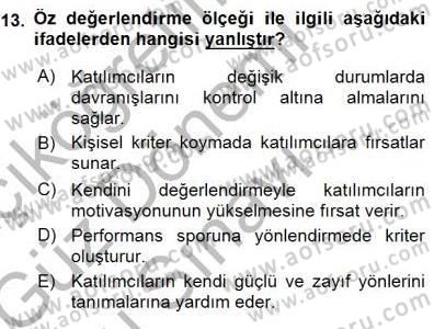 Boş Zaman ve Rekreasyon Yönetimi Dersi 2015 - 2016 Yılı (Final) Dönem Sonu Sınav Soruları 13. Soru