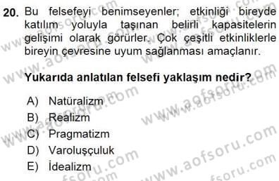 Boş Zaman ve Rekreasyon Yönetimi Dersi 2015 - 2016 Yılı (Final) Dönem Sonu Sınav Soruları 20. Soru