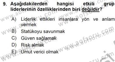 Boş Zaman ve Rekreasyon Yönetimi Dersi 2015 - 2016 Yılı (Final) Dönem Sonu Sınav Soruları 9. Soru