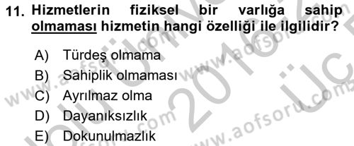 Boş Zaman ve Rekreasyon Yönetimi Dersi 2016 - 2017 Yılı 3 Ders Sınav Soruları 11. Soru