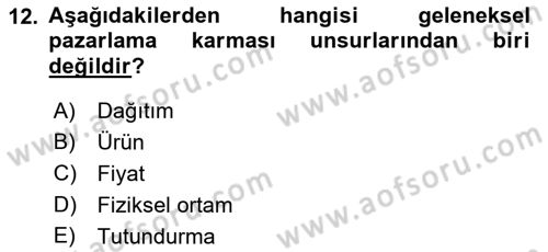 Boş Zaman ve Rekreasyon Yönetimi Dersi 2016 - 2017 Yılı 3 Ders Sınav Soruları 12. Soru
