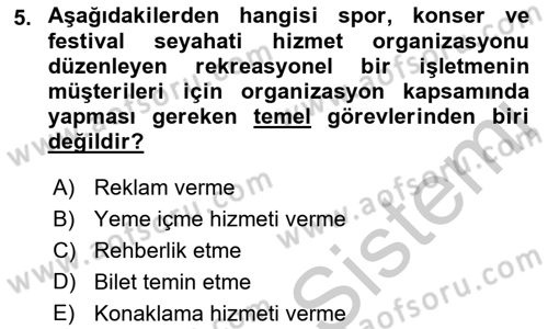Boş Zaman ve Rekreasyon Yönetimi Dersi 2016 - 2017 Yılı 3 Ders Sınav Soruları 5. Soru