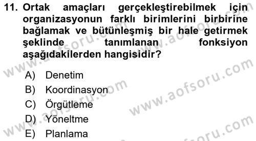 Boş Zaman ve Rekreasyon Yönetimi Dersi Ara Sınavı Deneme Sınav Soruları 11. Soru