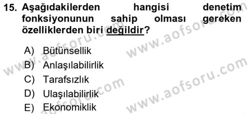 Boş Zaman ve Rekreasyon Yönetimi Dersi Ara Sınavı Deneme Sınav Soruları 15. Soru