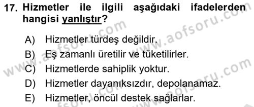 Boş Zaman ve Rekreasyon Yönetimi Dersi Ara Sınavı Deneme Sınav Soruları 17. Soru