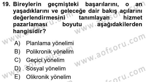 Boş Zaman ve Rekreasyon Yönetimi Dersi Ara Sınavı Deneme Sınav Soruları 19. Soru