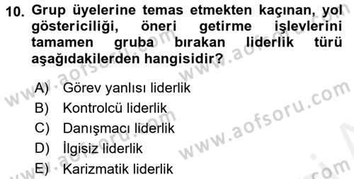 Boş Zaman ve Rekreasyon Yönetimi Dersi 2016 - 2017 Yılı (Final) Dönem Sonu Sınav Soruları 10. Soru