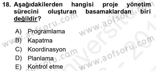 Boş Zaman ve Rekreasyon Yönetimi Dersi 2016 - 2017 Yılı (Final) Dönem Sonu Sınav Soruları 18. Soru