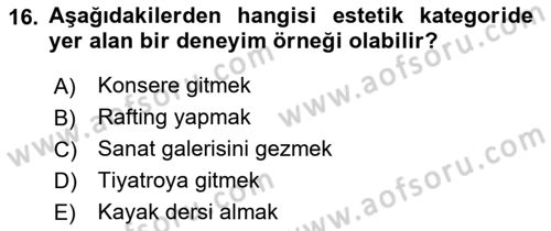 Boş Zaman ve Rekreasyon Yönetimi Dersi Ara Sınavı Deneme Sınav Soruları 16. Soru