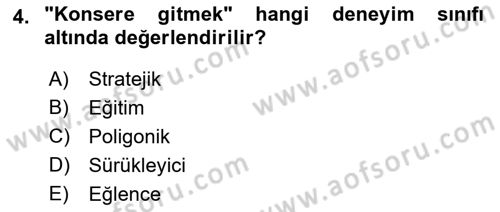 Boş Zaman ve Rekreasyon Yönetimi Dersi 2019 - 2020 Yılı (Final) Dönem Sonu Sınav Soruları 4. Soru